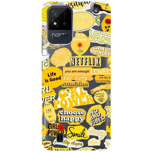 Силиконовый чехол с принтом Hippie Stickers для Realme narzo 50i / Рилми Нарзо 50и силиконовый чехол с принтом all flowers for you для realme narzo 50i рилми нарзо 50и