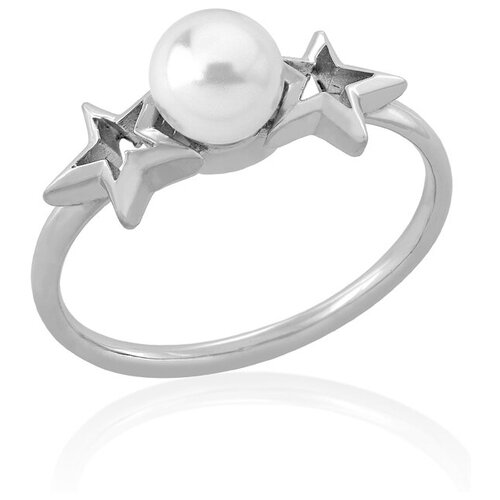 Кольцо помолвочное Majorica, жемчуг пресноводный культивированный, жемчуг имитация, размер 18, серебряный кольцо переплетенное vidda legend жемчуг культивированный размер 18 5 серебряный