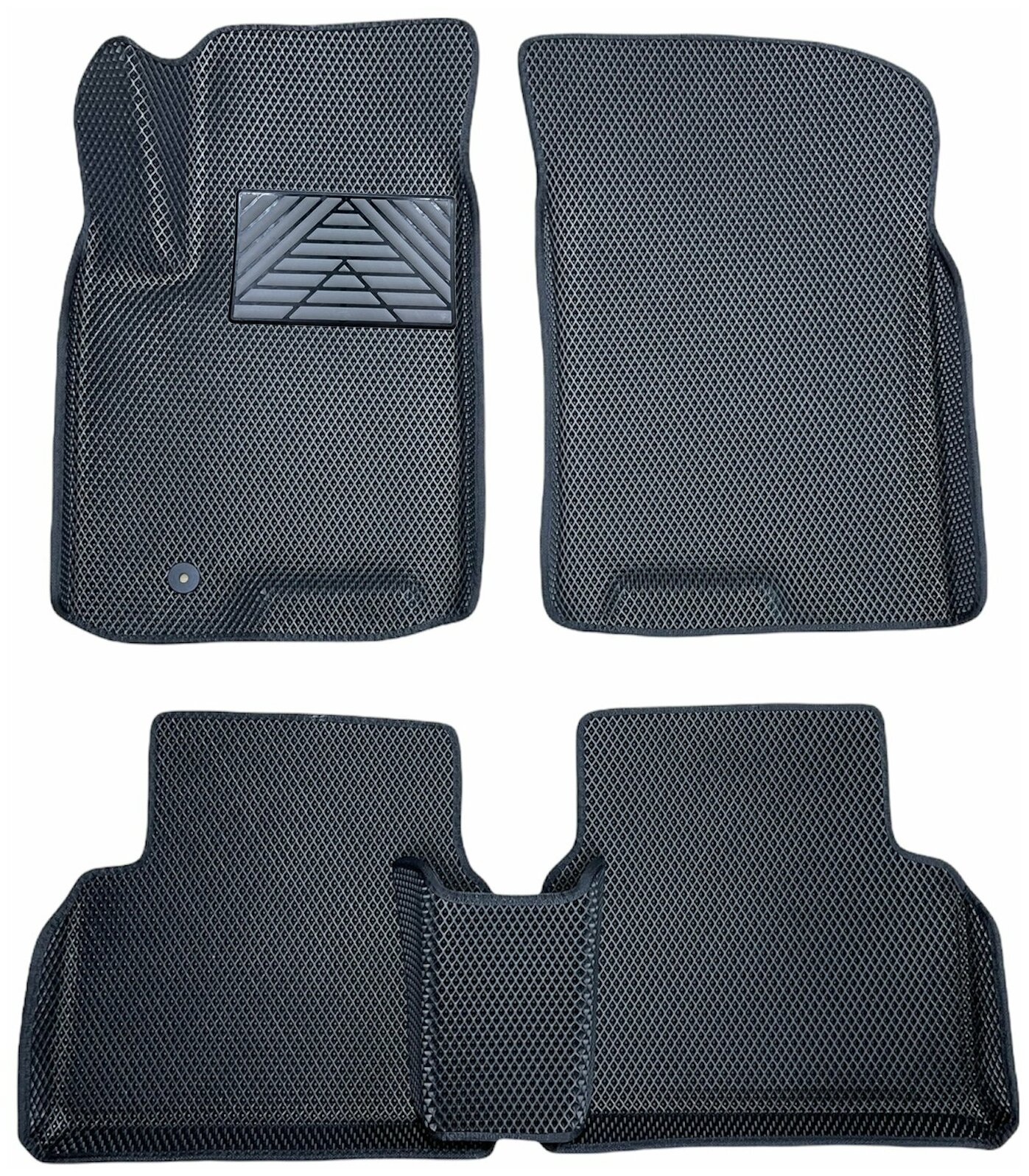 Автомобильные коврики EVA / ЕВА для Chevrolet Lacetti 2004-2013 / Шевроле Лачетти / 3D 3д с бортами / черный(ромб)-черный + резин подпятник