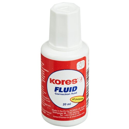 Kores Корректирующая жидкость Kores Fluid, 20мл, на химической основе, с кистью, 10 шт.