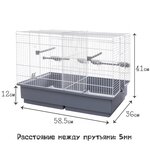 Клетка для двух птиц двухсекционная VOLTREGA (320), серо-белая, 36х58.5х41см (Испания) - изображение