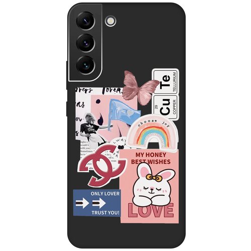 Матовый чехол Cute Stickers для Samsung Galaxy S22+ / Самсунг С22 Плюс с 3D эффектом черный матовый чехол cute stickers для samsung galaxy s22 самсунг с22 с 3d эффектом черный