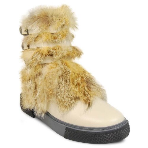 фото Ботинки mym exclusive, зимние,натуральная кожа, высокие, размер 36, бежевый