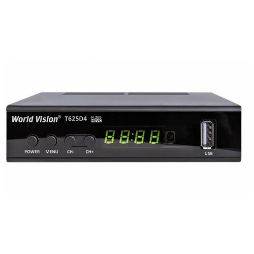 Цифровой телевизионный приемник World Vision T625D4 (T2+C, металл, дисплей, кнопки, встроенный БП, IPTV, Dolby)