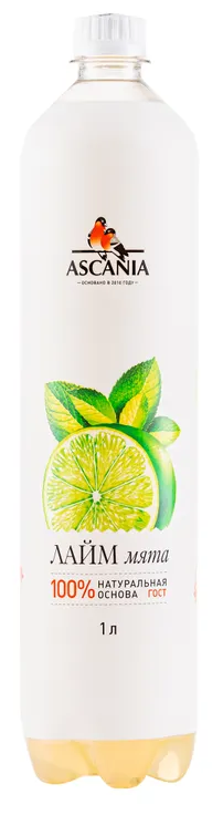 Газированный натуральный лимонад Ascania (Аскания) Лайм-Мята 1.0 л ПЭТ упаковка 6 штук - фотография № 7