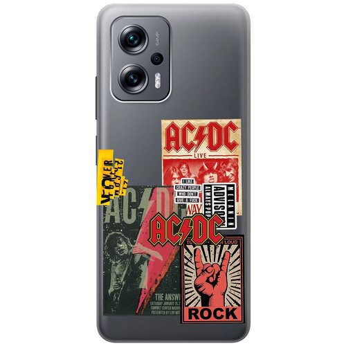 Силиконовый чехол с принтом AC/DC Stickers для Poco X4 GT / Xiaomi Redmi Note 11T Pro / 11T Pro+ / Поко Х4 ГТ / Сяоми Редми Ноут 11Т / 11Т Про+ матовый чехол space stickers для poco x4 gt xiaomi redmi note 11t pro 11t pro поко х4 гт сяоми редми ноут 11т 11т про с 3d эффектом черный