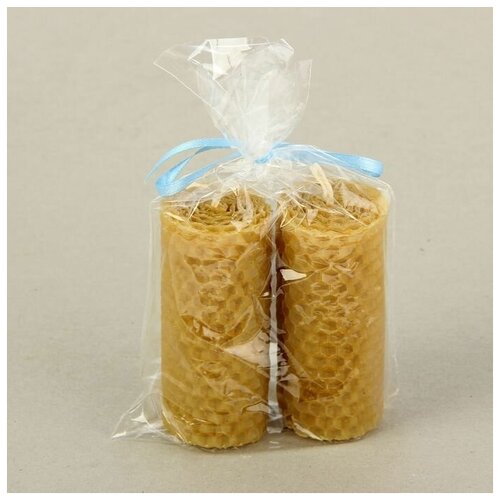 Набор свечей из вощины медовых с добавлением эфирного масла 'Корица' 8 см, 2 шт