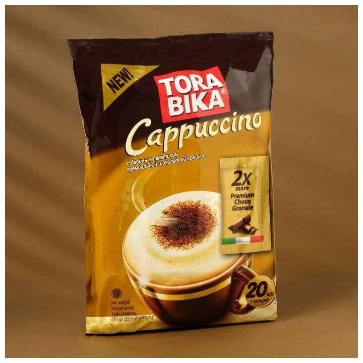 Растворимый кофе Tora bika Cappuccino с шоколадной крошкой, в пакетиках, 20 уп, 500 г