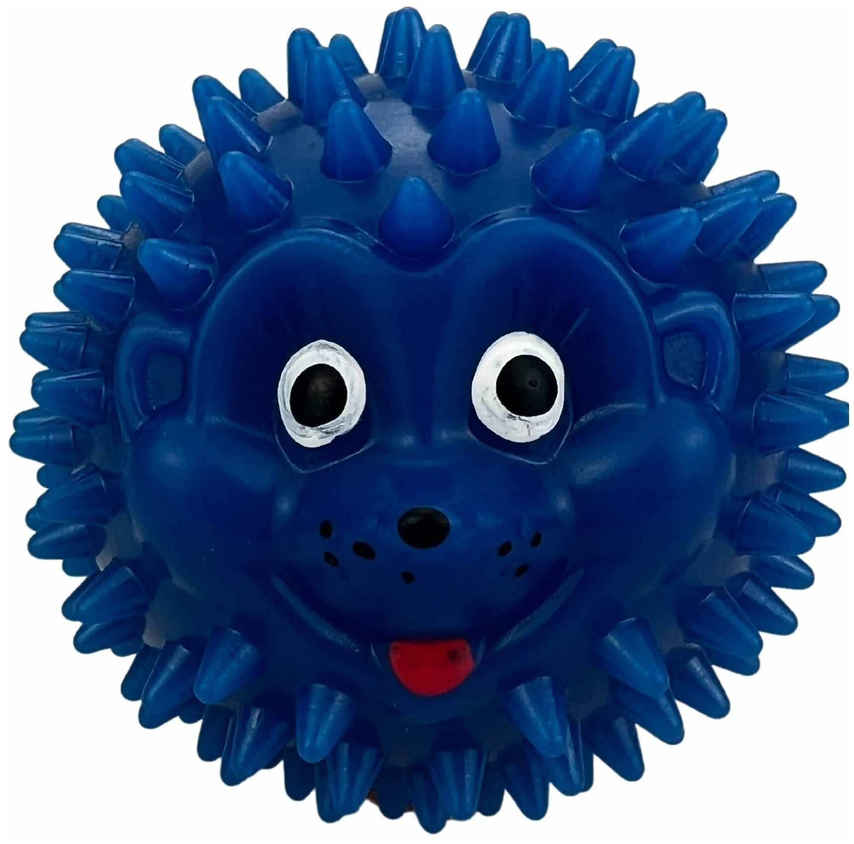 Массажный мячик Ежик, диаметр 75мм, синий, шарик для занятия физкультурой и массажа. - фотография № 1