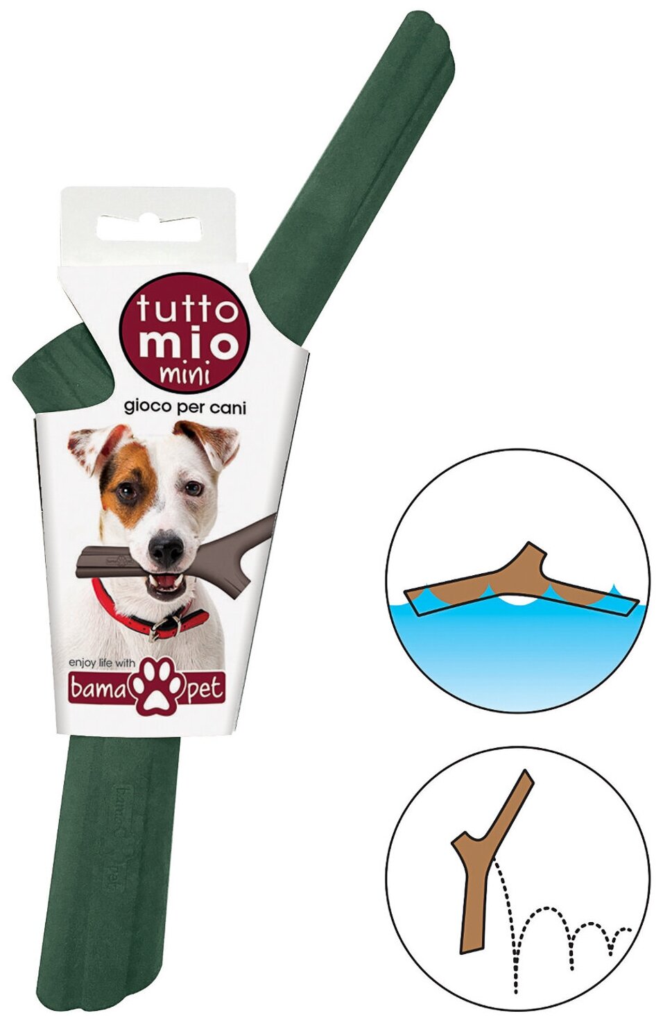 BAMA PET игрушка для собак палочка TUTTO MIO 25см, резиновая, цвета в ассортименте - фотография № 2
