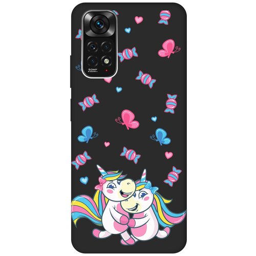 Матовый чехол Unicorns and Candies для Xiaomi Redmi Note 11 / Note 11S / Сяоми Редми Ноут 11 / Ноут 11С с 3D эффектом черный матовый чехол rich scrooge для xiaomi redmi note 11 note 11s сяоми редми ноут 11 ноут 11с с 3d эффектом желтый