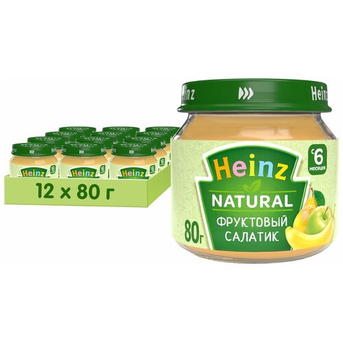 Пюре Хайнц Фруктовый салатик стекло 80 г/12 пюре фруктовое heinz natural фруктовый салатик с 6 месяцев 90 г