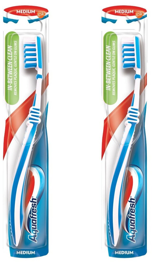 Aquafresh Зубная щетка In Between Clean, средняя, 2 шт/