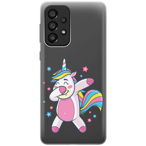 Силиконовый чехол с принтом Unicorn Dab для Samsung Galaxy A33 5G / Самсунг А33 5Г матовый чехол unicorn and candy для samsung galaxy a33 5g самсунг а33 5г с 3d эффектом розовый