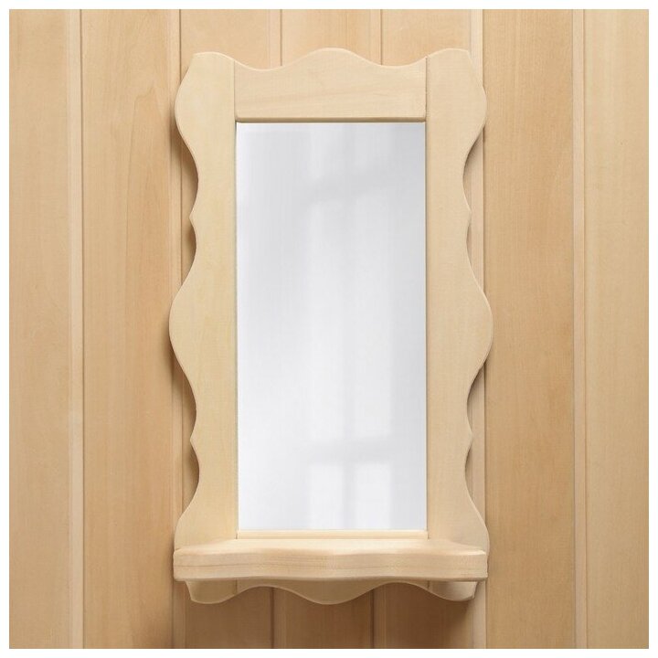 фото Зеркало "Резное с полкой" липа, 48х33х10