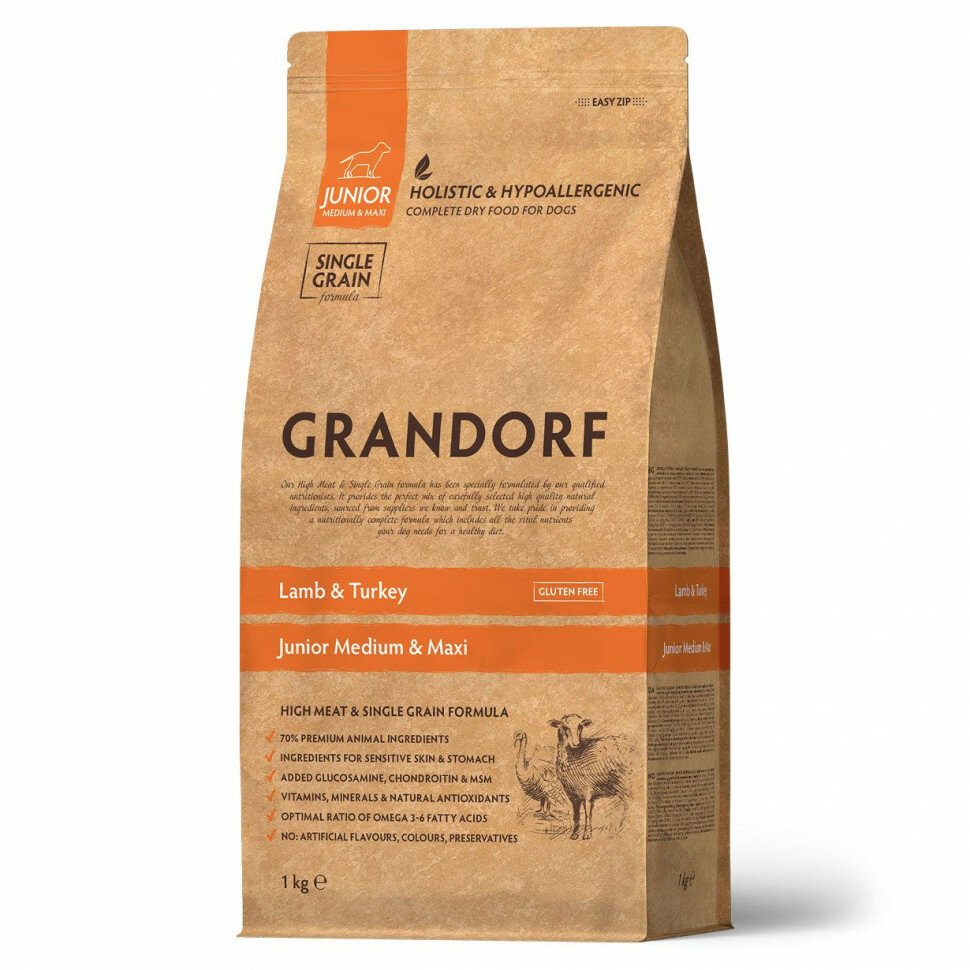 GRANDORF DOG Lamb&Turkey JUNIOR (ягнёнок с индейкой для юниоров) (1 кг)