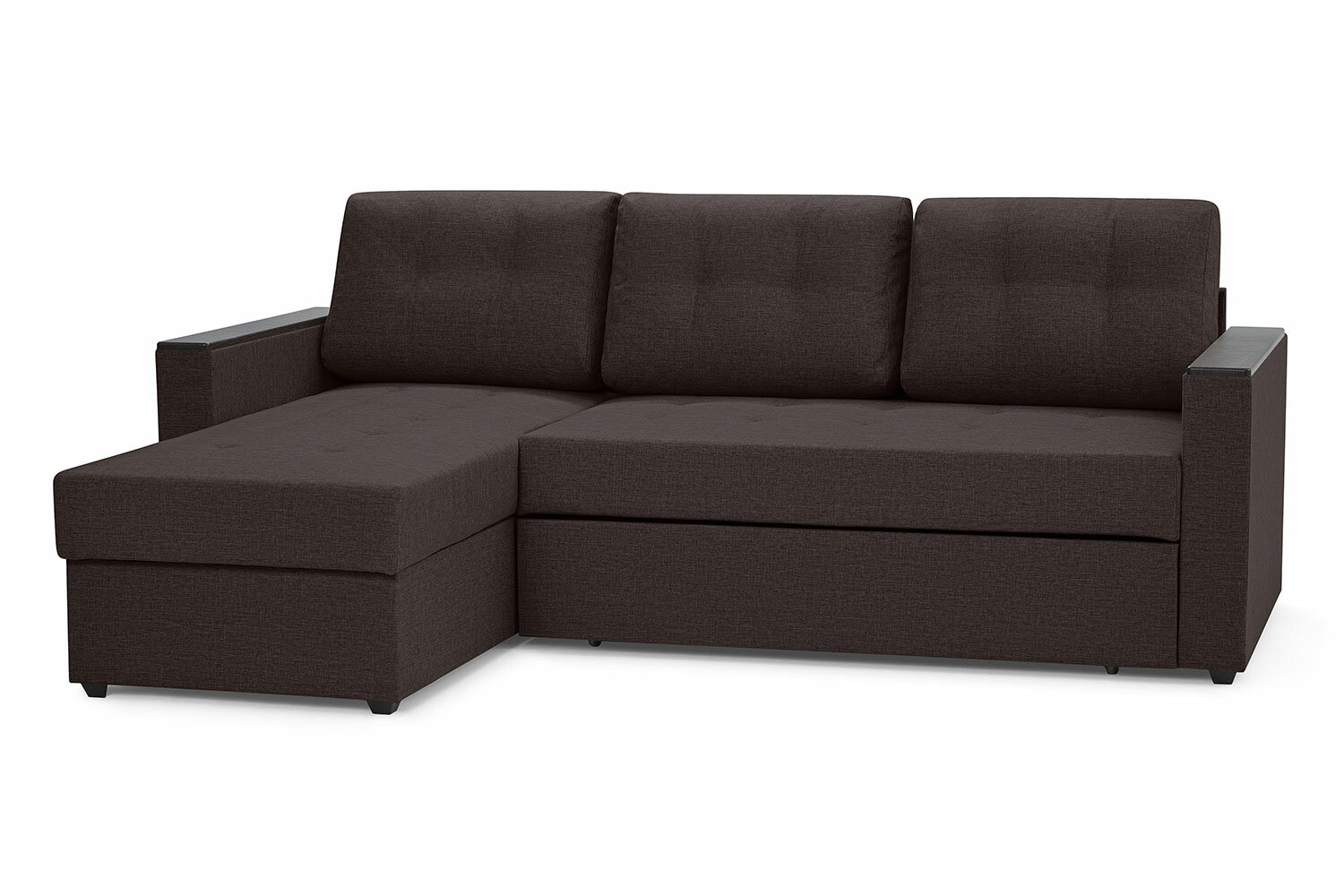 Угловой диван-кровать Hoff Атланта Лайт, с универсальным углом, 220х90х155 см, дельфин, цвет кофейный