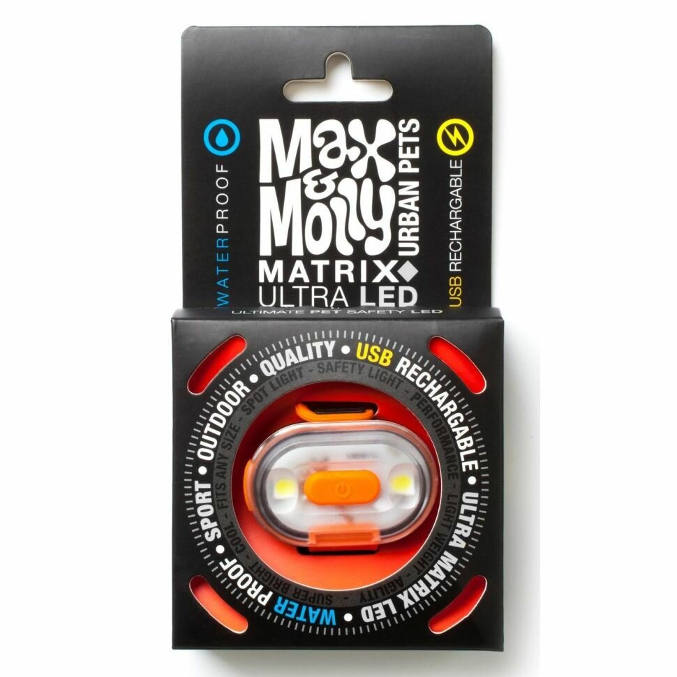 Max & Molly Matrix Ultra LED фонарик на ошейник, шлейку, поводок для собак (Голубой)