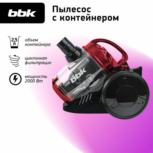 Пылесос BBK BV1503, черный/красный