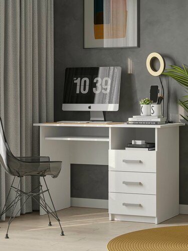Изображение товара Стол письменный Mio Tesoro ПС-02, 110х75х60 см, белый текстурный