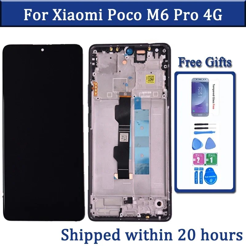 6,67 "AMOLED для Xiaomi Poco M6 Pro 4G ЖК-дисплей цифровой преобразователь сенсорного экрана в сборе M6 Pro Замена экрана, Ori Black Frame