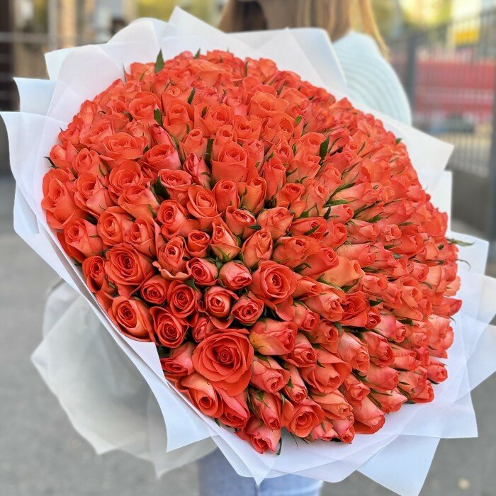 201 оранжевая роза 40 см