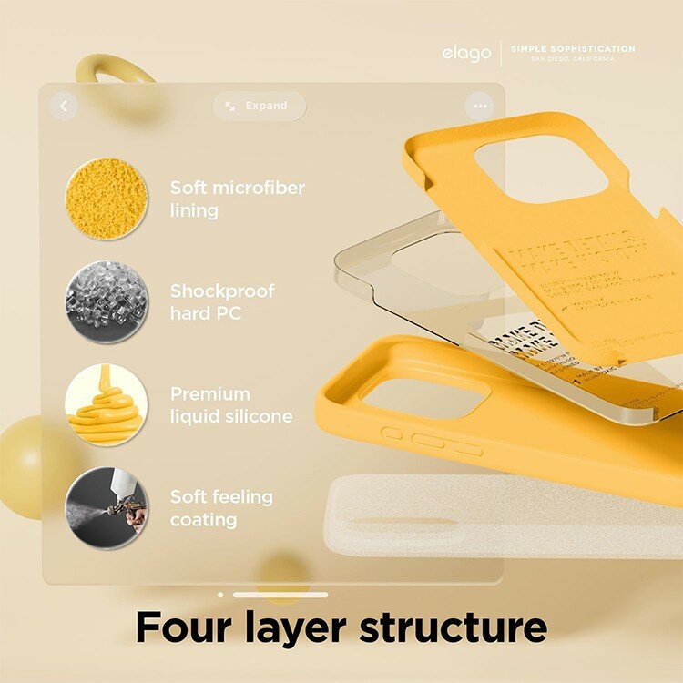 Elago силиконовый чехол для iPhone 15 Pro Max, Soft silicone (Liquid) Sunshine — фото 1