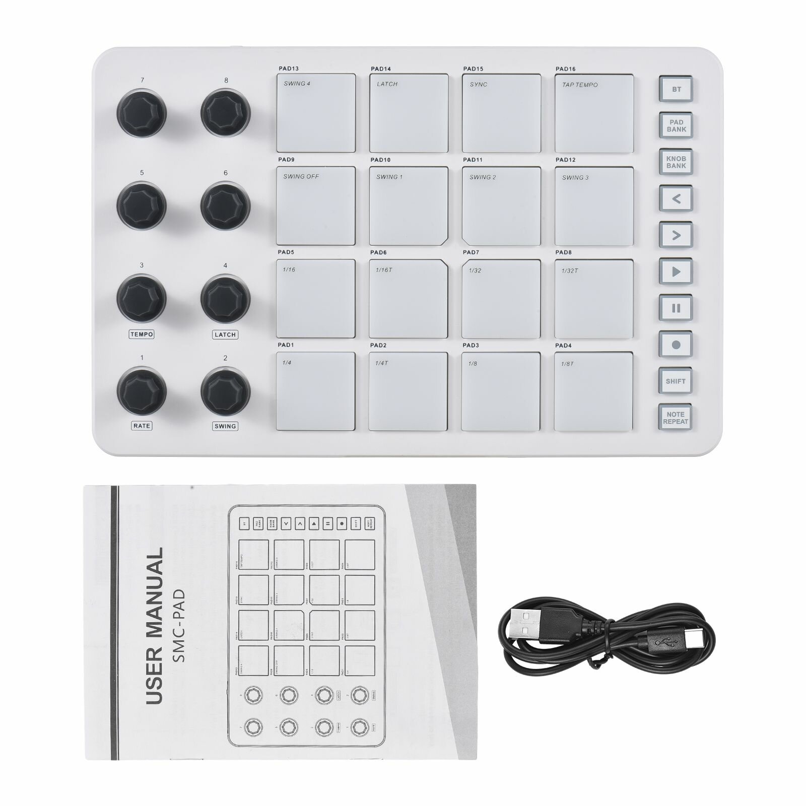 MIDI-контроллер Ударная панель RGB-подсветка MIDI-клавиатура Соединение BT с низкой задерж
