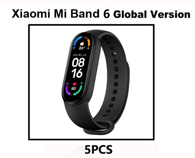 Xiaomi Mi Band 6 Smart Wristband AMOLED Blood Oxygen Fitness Traker Heart Rate Bluetooth Waterproof Miband 5
