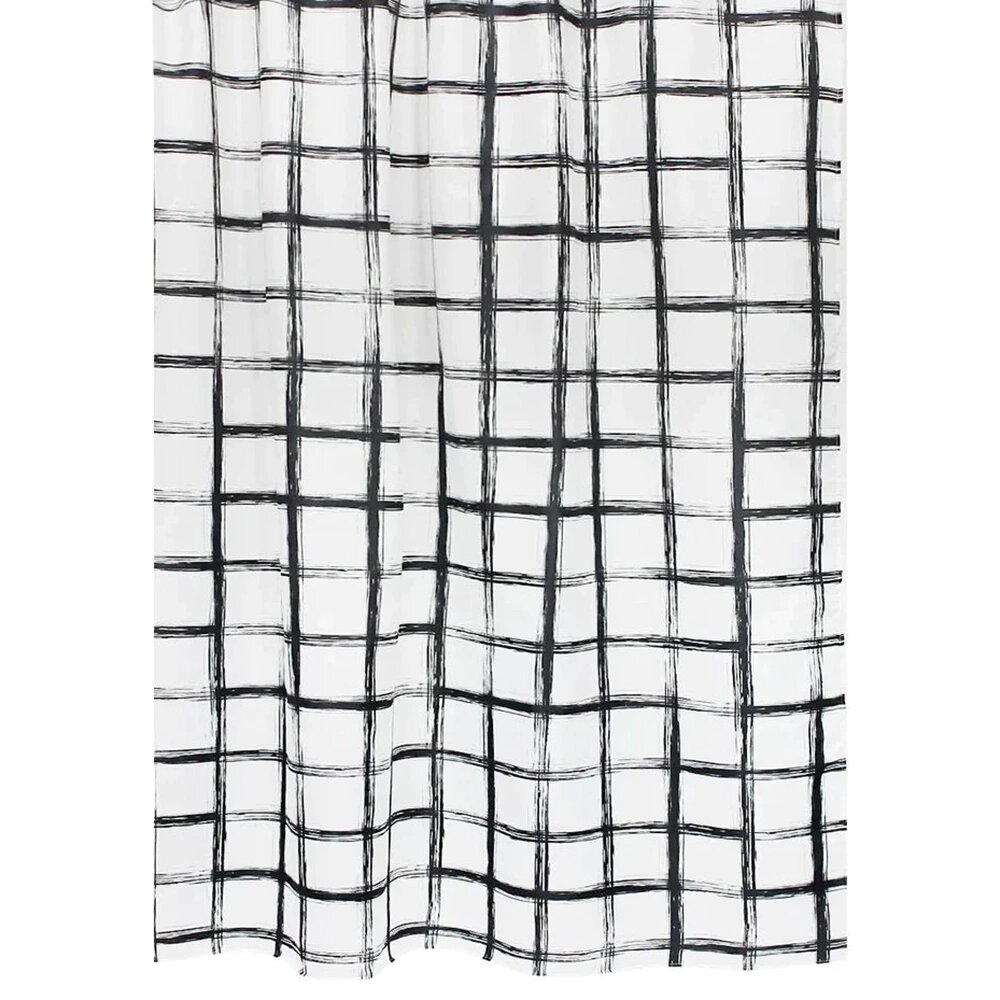 Текстильная штора для ванной BATH PLUS Squares 200х180 см черно-белая
