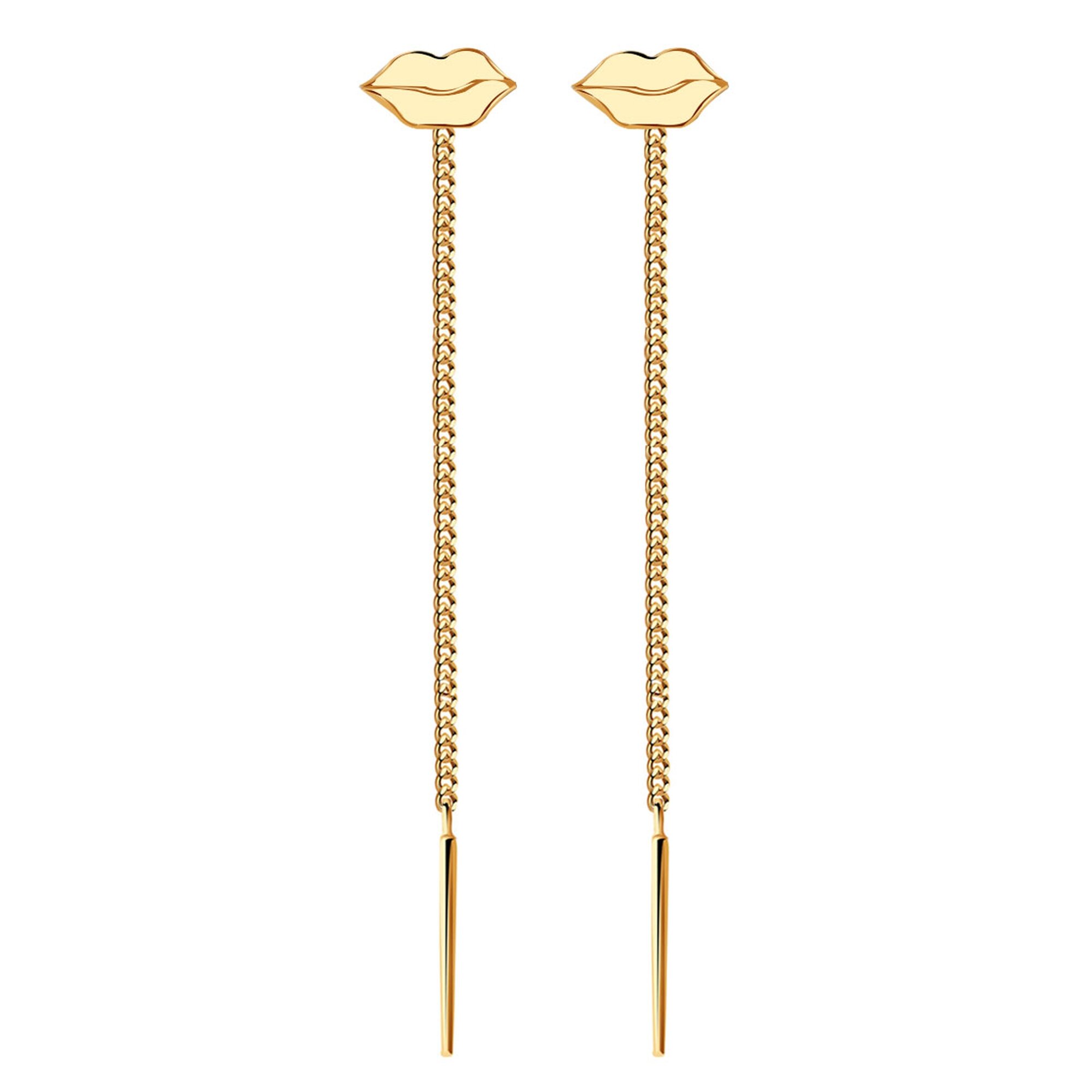 Серьги цепочки Diamant online, красное золото, 585 проба