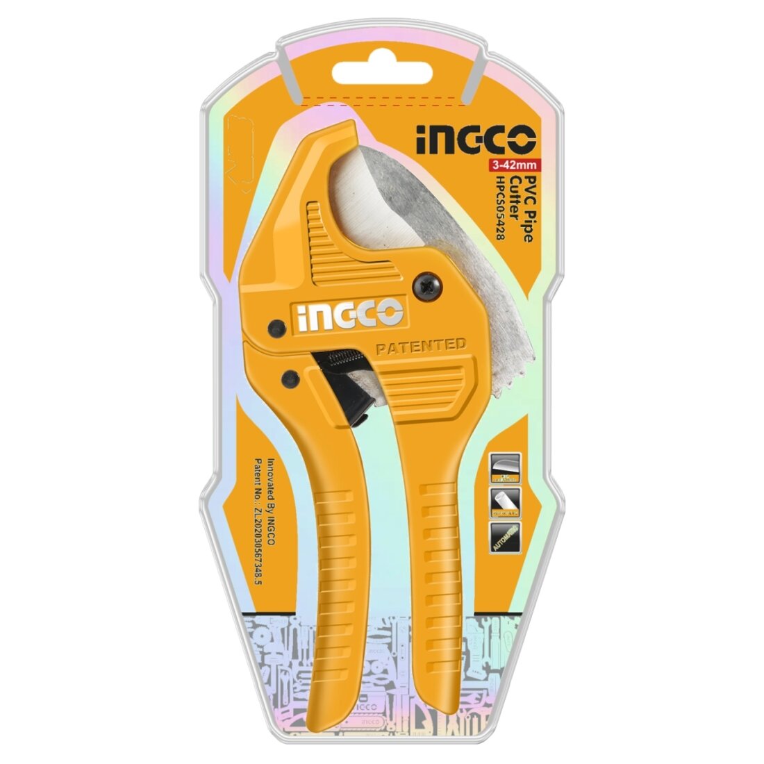Ножницы для пластиковых труб INGCO HPCS05428 / 3-42мм, из нержавеющей стали 3Cr14, для ПВХ труб, эргономичные рукоятки — фото 1