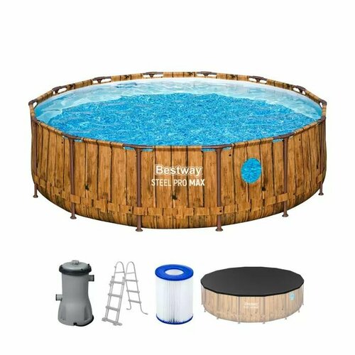 Каркасный бассейн BestWay Splashview Pool 427x107см, фильтр-насос, лестница, тент 561JM BW коричневый