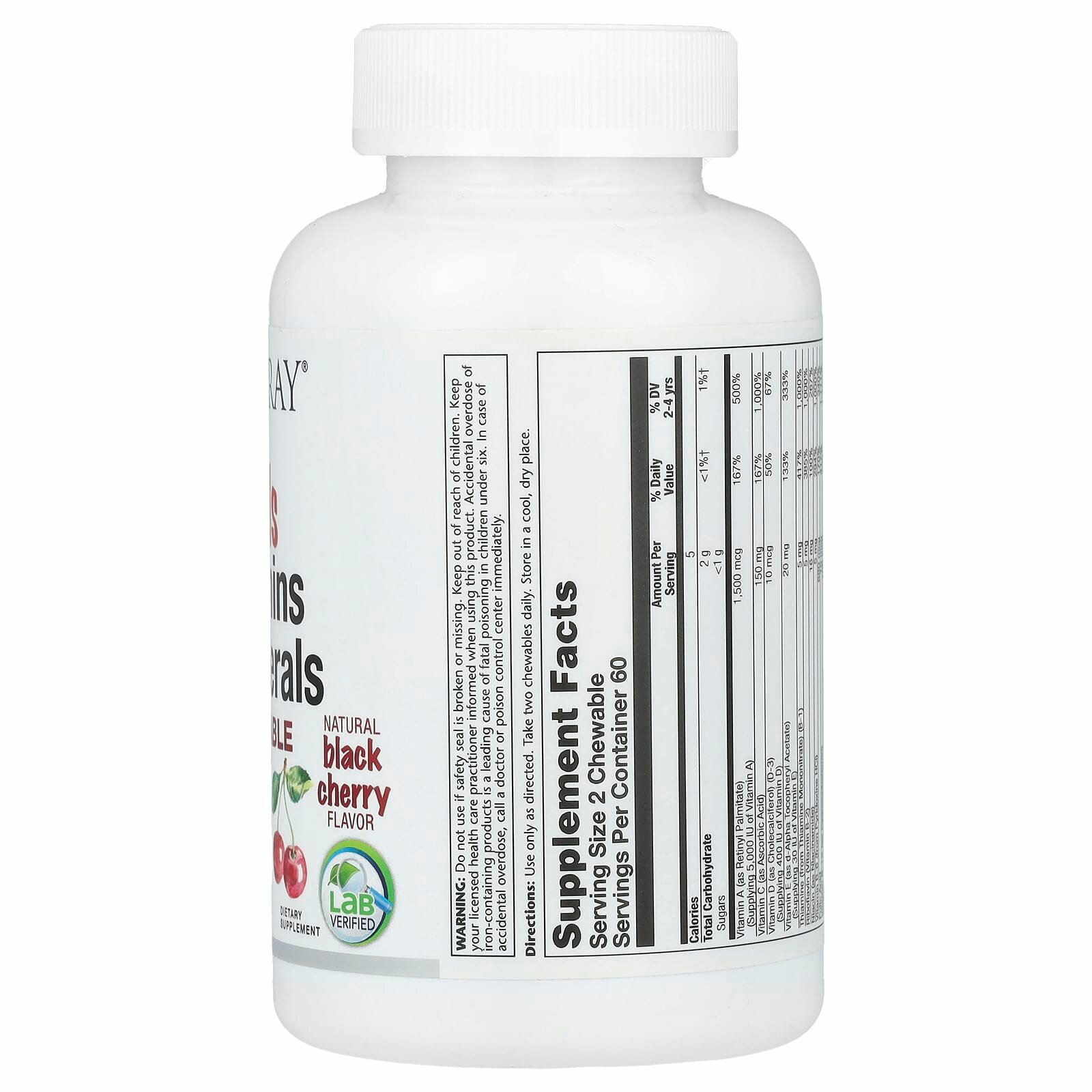 Изображение Витамины и минералы для детей Solaray Kids Vitamins & Minerals, 120 жевательных таблеток, Черешня