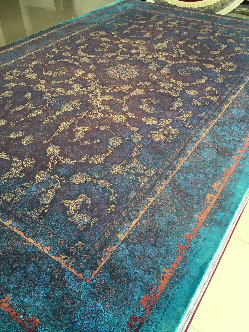 Ковер Diba Carpet, 2х3 м, прямоугольный, абстрактный рисунок, голубой в комнату, в спальню, детскую, с ворсом