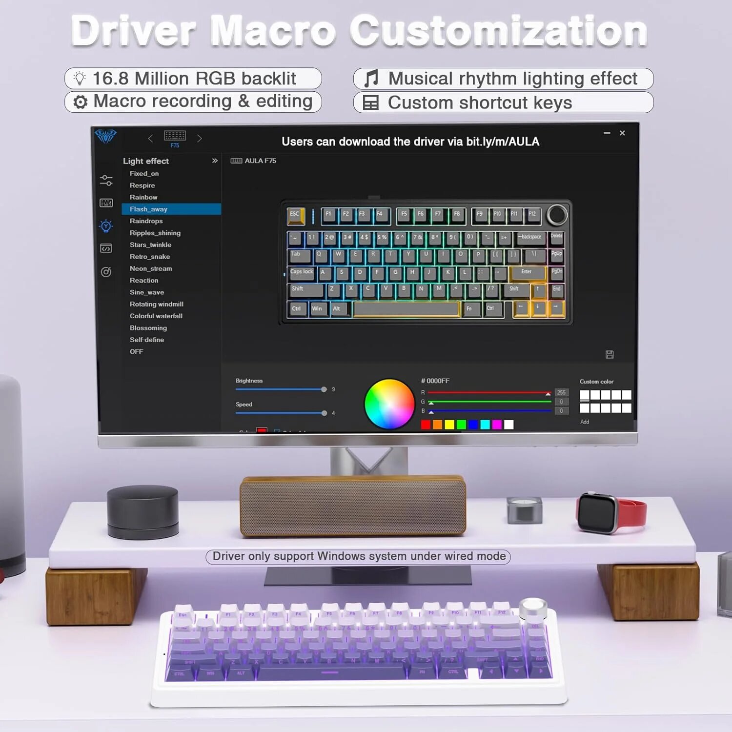 Клавиатура AULA F75 Pro, беспроводная, механическая, 75%, с возможностью замены переключателей