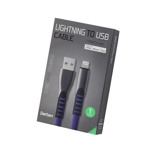 кабель dorten canvas lightning red Кабель Dorten для Apple lightning flat blue