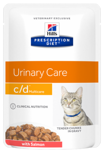 Пауч Hill's Prescription Diet c/d Urinary Care для кошек при профилактике мочекаменной болезни (МКБ), с лососем 0,085 кг - фотография № 3