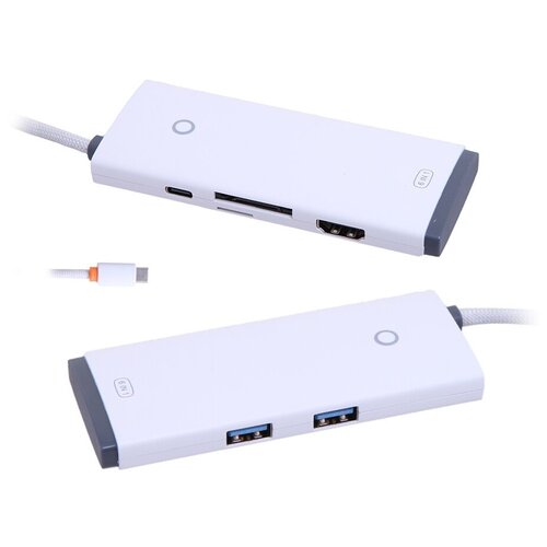 Хаб USB Baseus Lite Series 6-Port Type-C HUB Type-C - HDMI+2xUSB 3.0+PD+SD/TF White WKQX050102 хаб baseus lite series 6 port type c hub docking station type c to hdmi usb3 0x2 pd sd tf white wkqx050102