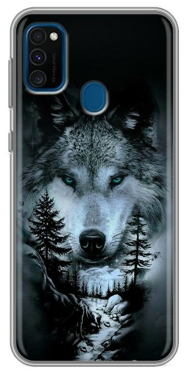 Дизайнерский силиконовый чехол для Самсунг Гэлакси М21 / Samsung Galaxy M21 Лесной волк