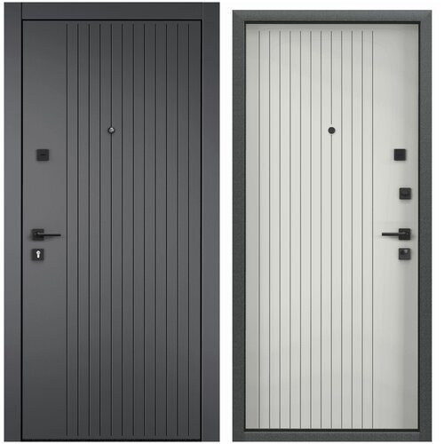 Дверь входная для квартиры Torex Super Omega PRO 950х2070, правый, тепло-шумоизоляция, антикоррозийная защита, замки 4-ого класса, темно-серый/серый