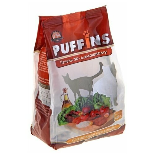 Puffins сухой корм для кошек 400гр Печень по-домашнему