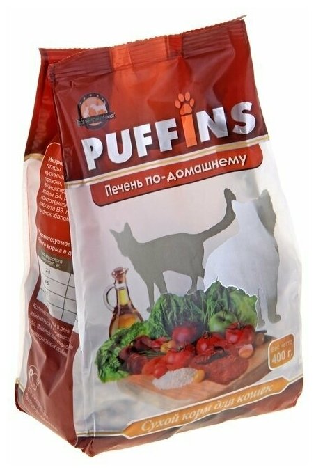 Puffins сухой корм для кошек Печень по домашнему 400г