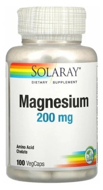 Капсулы Solaray Magnesium, 180 г, 200 мг, 100 шт.