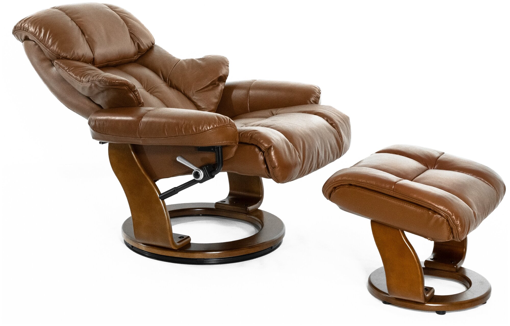 Кресло-реклайнер Falto Relax LUX 7438W, натуральная кожа, цвет коричневый - фотография № 4