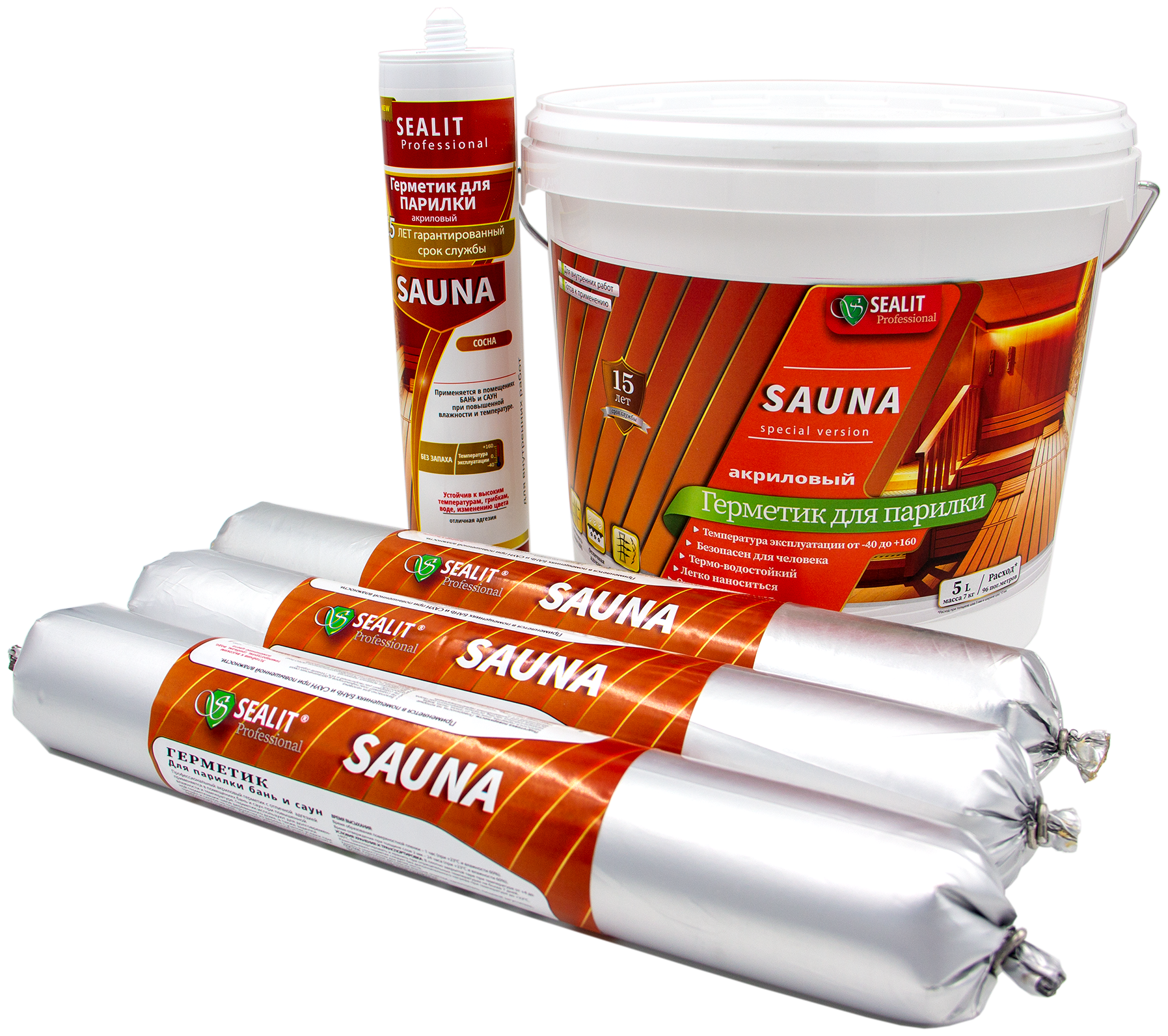 Sealit Sauna акриловый герметик для бань и саун7 кг Золотая сосна