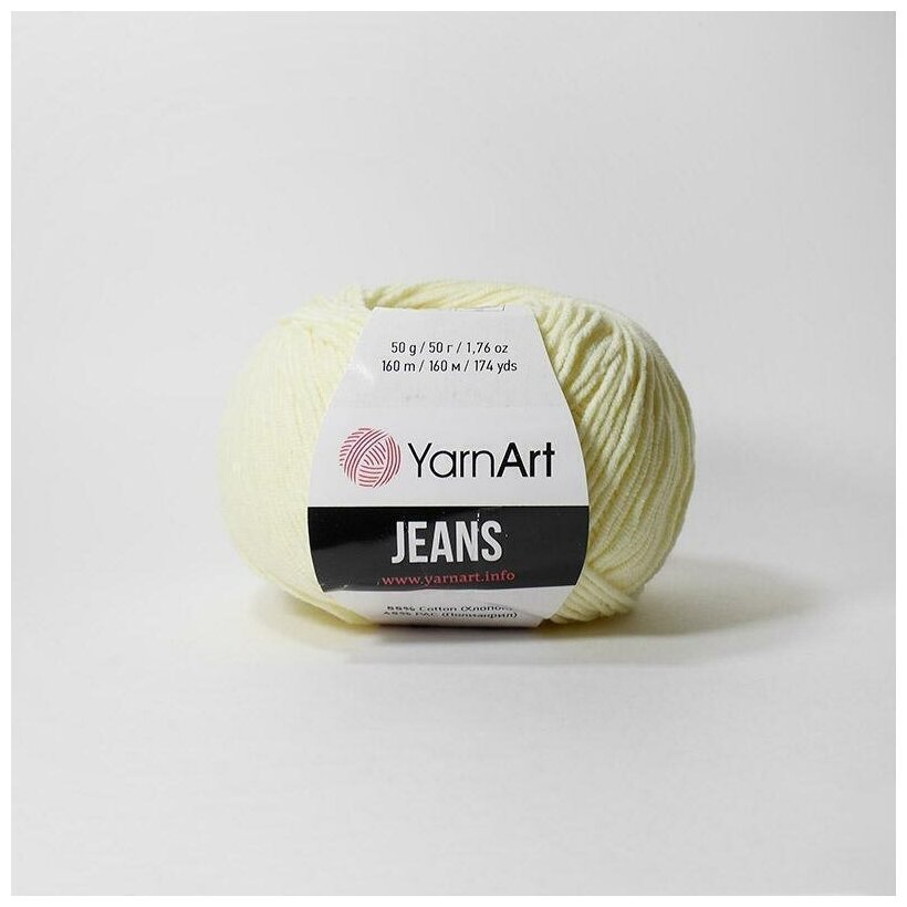Пряжа YarnArt Jeans (ЯрнАрт Джинс) - 1 моток Цвет: 86 молочный 55% хлопок, 45% полиакрил 160м/50г