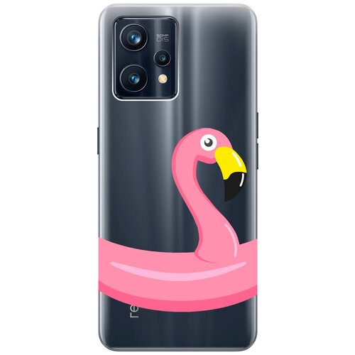 Силиконовый чехол с принтом Flamingo Swim Ring для Realme 9 Pro+ / Рилми 9 Про+ силиконовый чехол на realme 10 pro реалми 10 про с 3d принтом duck swim ring прозрачный