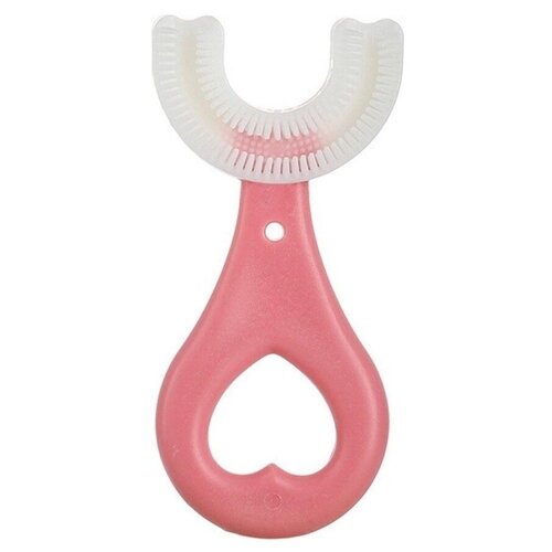 Детская силиконовая u-образная зубная щетка, розовая
