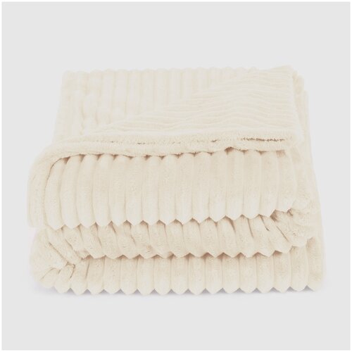 Флисовый плед Hyseas Stiped кремовый 200х220 см